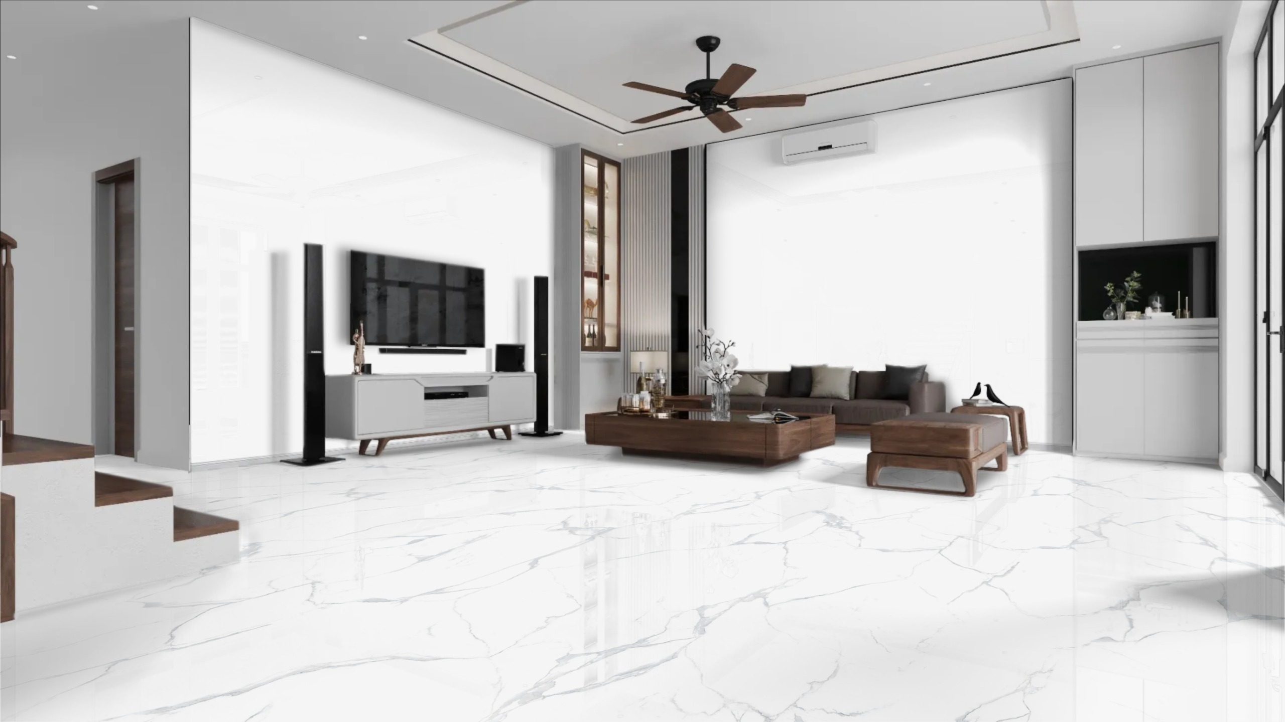 Modern living space featuring GIANNI CERAMICA premium marble tiles